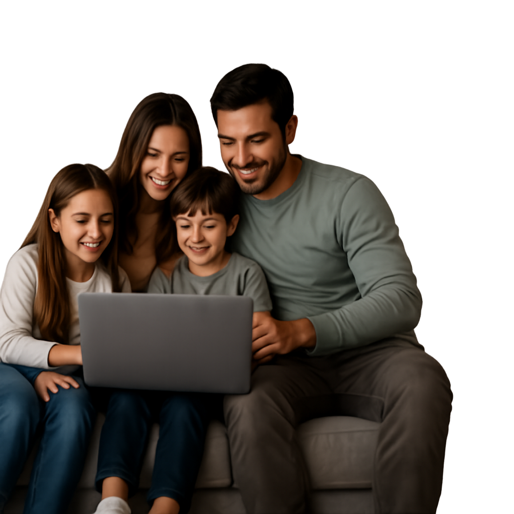 Familia conectada en casa