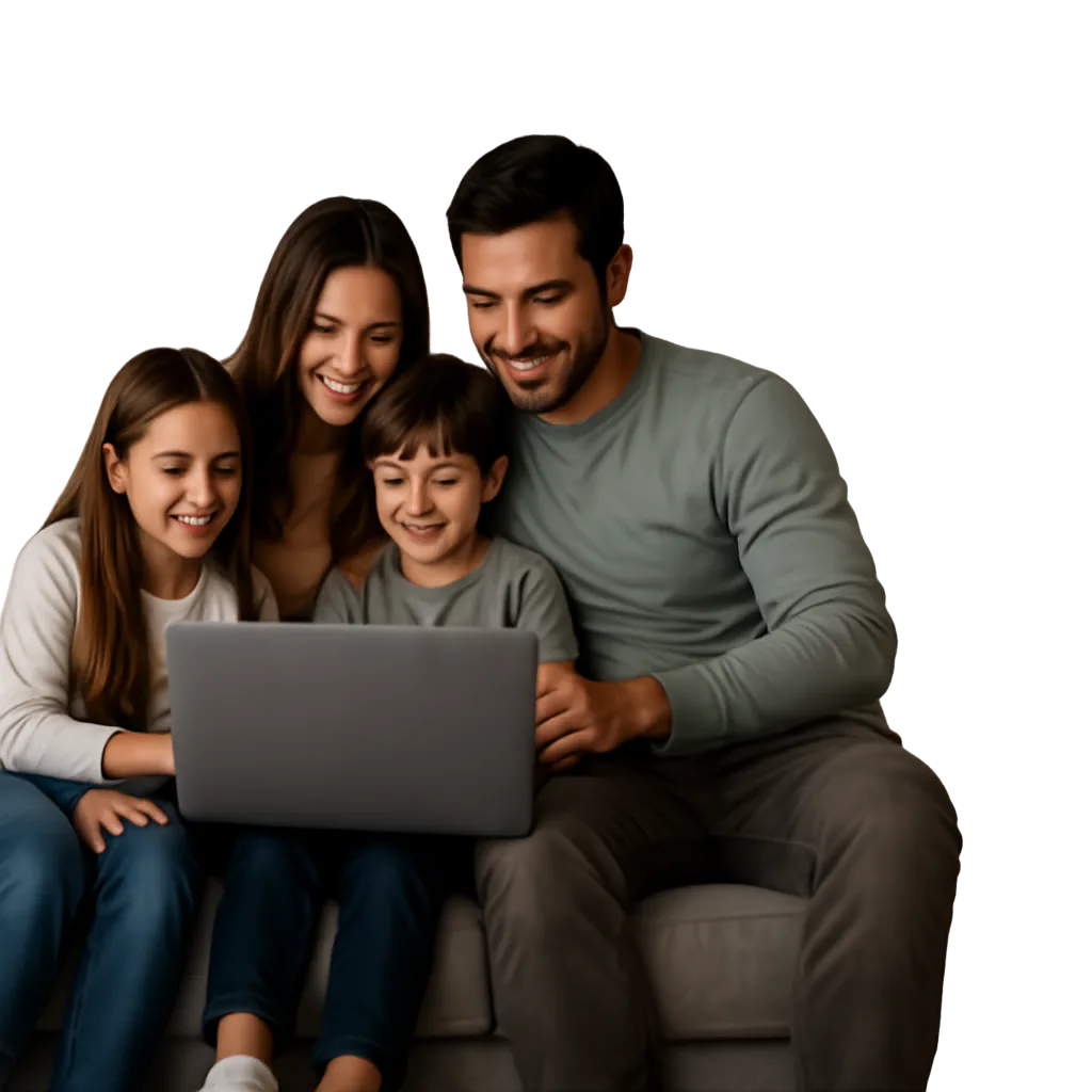 Familia conectada en casa